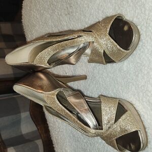 Elegant Gold Glitter Heels